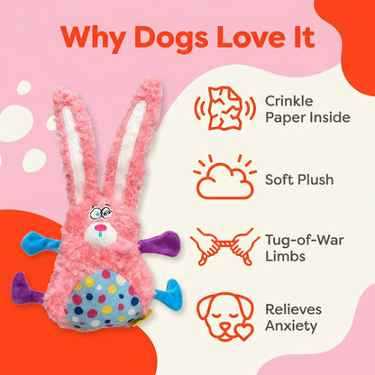 Pink Dizzy Bunny Crinkle Plush Toy