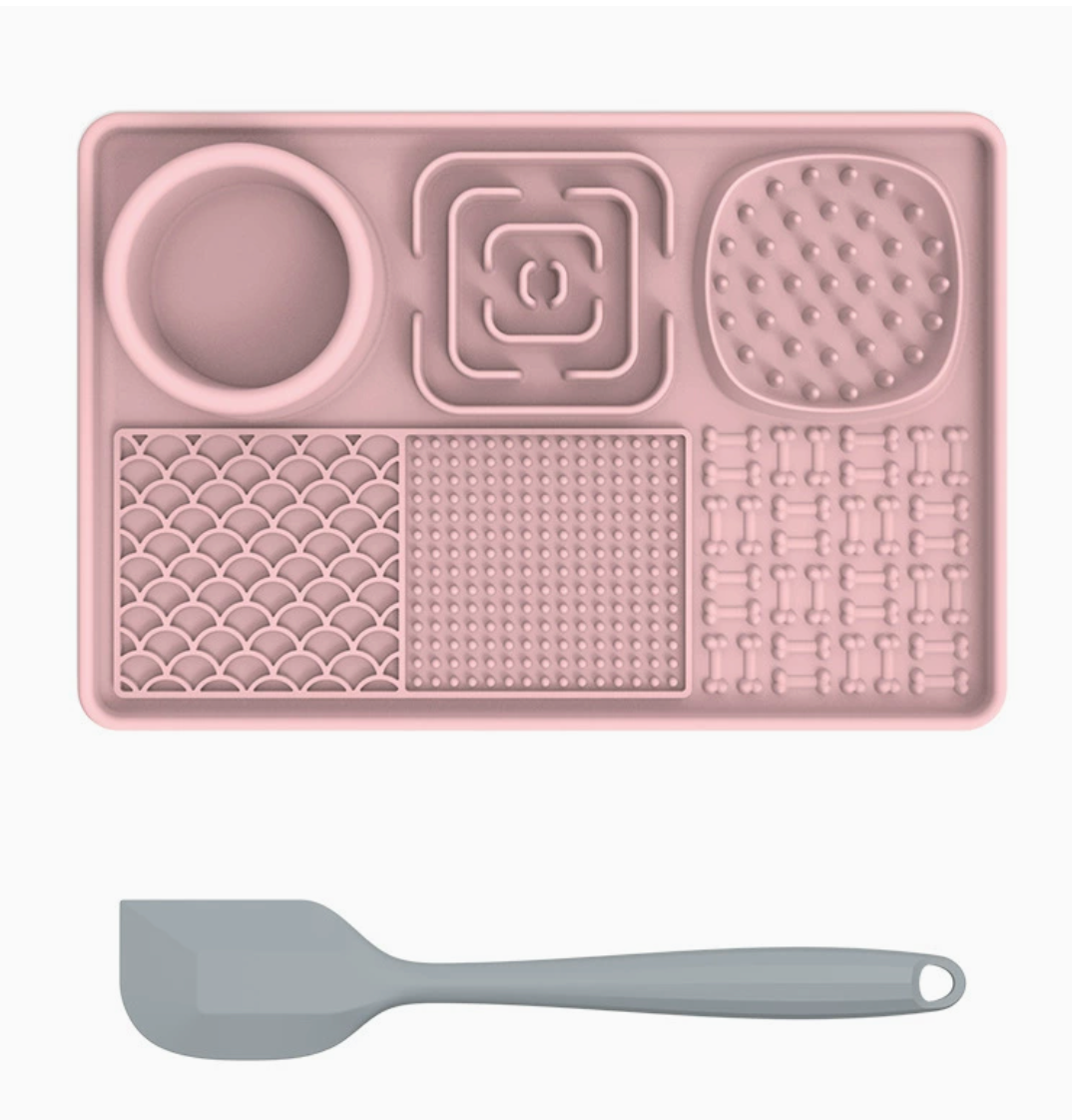 Ultimate 6-Zone Boredom Buster Dog Lick Mat with Spatula – Slow Feeder & Anxiety Relief Calming Pad for Puppies & Dogs