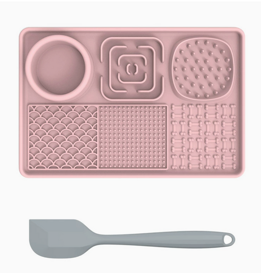 Ultimate 6-Zone Boredom Buster Dog Lick Mat with Spatula – Slow Feeder & Anxiety Relief Calming Pad for Puppies & Dogs