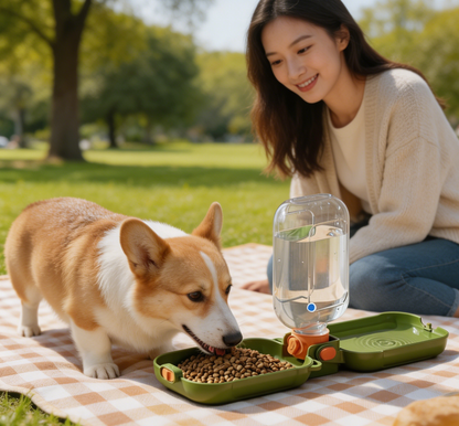 2-in-1 Foldable Pet Travel Bottle & Feeder